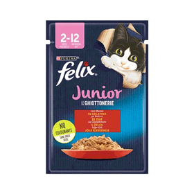 Felix Junior Sığır Eti Yavru Pouch Yaş 10x85 gr Kedi Maması