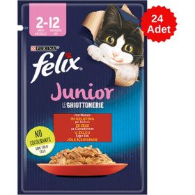 Felix Junior Sığır Etli Pouch 85 gr 24 Adet Yavru Kedi Konserve Maması