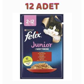 Felix Junior Sığır Etli Yavru Pouch Yaş Özel 12x85 gr Kedi Maması