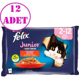 Felix Junior Tavuk ve Sığır Etli Pouch 12'li 4x85 gr Yavru Kedi Yaş Maması