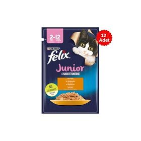 Felix Junior Tavuklu Pouch 85 gr 12 Adet Yavru Kedi Konserve Maması