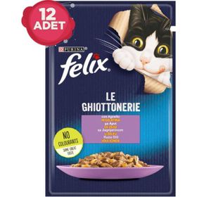 Felix Kuzu Etli Pouch 12 x 85 gr Yetişkin Kedi Yaş Mama Konserve