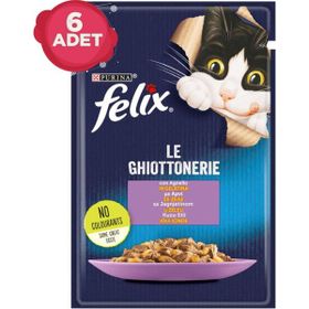 Felix Kuzu Etli Pouch 6 x 85 gr Yetişkin Kedi Yaş Mama Konserve