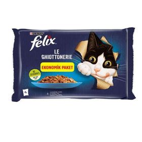 Felix Multi Pouch Somonlu ve Ton Balıklı 4x85 gr Yaş Kedi Maması