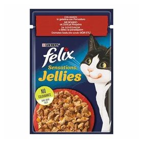 Felix Pouch 26x85 gr Sensation Sığır Etli ve Domatesli Jel Yetişkin Kedi Konservesi
