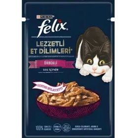 Felix Pouch Tasty Shreds 80 gr Ördekli Lezzetli Et Dilimleri Yaş Kedi Maması