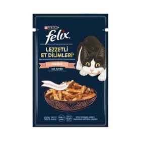 Felix Pouch Tasty Shreds Somonlu Lezzetli Et Dilimleri Yaş 100x80 gr Kedi Maması