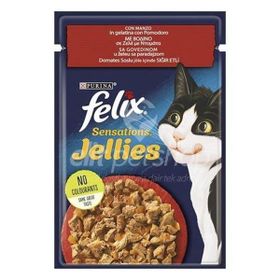 Felix Sensations Jellies Sığır Eti ve Domatesli Özel Yaş 85 gr Kedi Maması