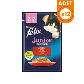 Felix Sensations Junior Taze Jöle İçerisinde Sığır Etli 12x85 gr Yavru Yaş Kedi Maması