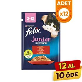 Felix Sensations Junior Taze Jöle İçerisinde Sığır Etli 12x85 gr Yavru Yaş Kedi Maması