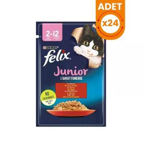Felix Sensations Junior Taze Jöle İçerisinde Sığır Etli 24x85 gr Yavru Yaş Kedi Maması