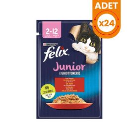 Felix Sensations Junior Taze Jöle İçerisinde Sığır Etli 24x85 gr Yavru Yaş Kedi Maması