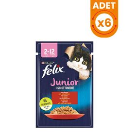 Felix Sensations Junior Taze Jöle İçerisinde Sığır Etli 6x85 gr Yavru Yaş Kedi Maması