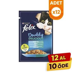 Felix Taze Somon ve Sardalya Jöleli Pouch 12x85 gr Yetişkin Yaş Kedi Maması