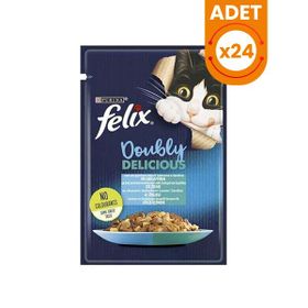 Felix Taze Somon ve Sardalya Jöleli Pouch 24x85 gr Yetişkin Yaş Kedi Maması