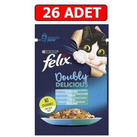 Felix Yetişkin 26x 85 gr Somonlu ve Sardalyalı Yaş Kedi Maması