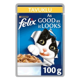 Felix Yetişkin Pouch Tavuklu 12x100 gr Kedi Yaş Maması