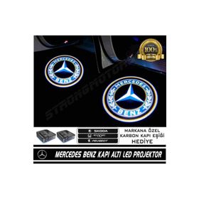 Femex Mercedes-Benz Araçlar İçin Pilli Yapıştırmalı Kapı Altı Led Logo