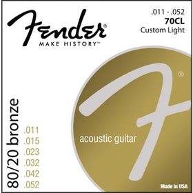 Fender 70CL 80-20 Bronze Custom Light Takım Tel Akustik Gitar Teli
