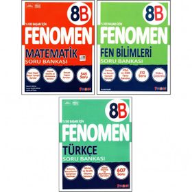 Fenomen 8. Sınıf Lgs Matematik( B)+Fen( B)+Türkçe Soru Bankası 3 Kitap