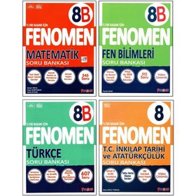 Fenomen 8. Sınıf LGS Matematik Fen Türkçe İnkılap Tarihi Soru Bankası Seti 4 Kitap Gama Yayınları