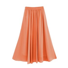 Feoya Boho Turuncu Bel Lastikli Çift Katmanlı Şifon Retro Kadın Yaz Eteği