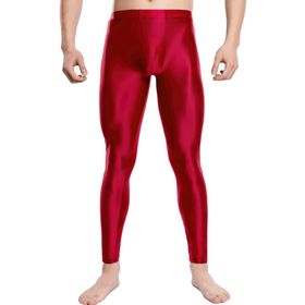 Feoya Clubwear Kırmızı Parlak Metalik Erkek Uzun Tayt Pantalon