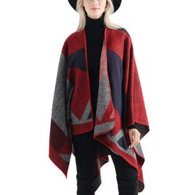 Feoya Paşmina Wine Red Geometrik Desen Kadın Şal Atkı