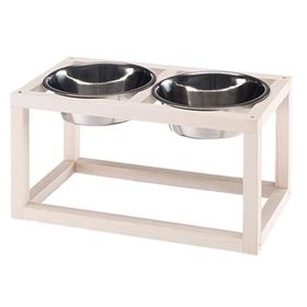 Ferplast Desco Wood 07 54x28x29 cm Standlı Kedi ve Köpek Mama ve Su Kabı Seti