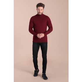Ferraro 3440 YB Bordo Yarım Balıkçı Yaka Pamuk Erkek Kazak