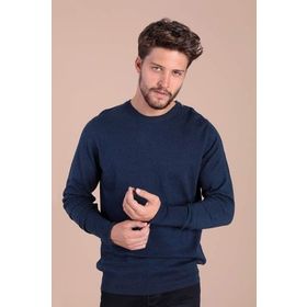 Ferraro 3901 F Lacivert Bisiklet Yaka Pamuk İpek Erkek Kazak