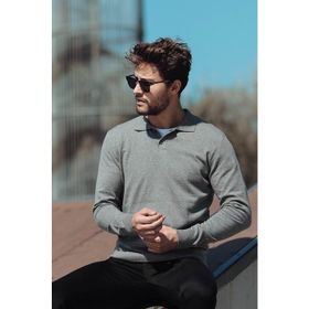 Ferraro 4090 Gri Bisiklet Yaka Pamuk İpek Erkek Kazak