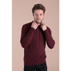Ferraro FRR 15768 Bordo Bisiklet Yaka Pamuk İpek Erkek Kazak