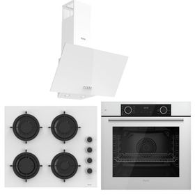 Ferre Flowart QBL62CB - CS206-FA - D087 Beyaz Cam 3'lü Ankastre Set