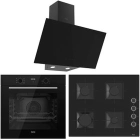 Ferre Flowart QBL63CS - SS205 - D077 Siyah 3'lü Ankastre Set