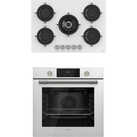 Ferre Flowart QMS63CB - RS036 Beyaz 2'li Cam Ankastre Set
