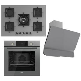 Ferre QMS63CPR - SS038 - D082 Gri 3'lü Ankastre Set