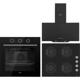 Ferre QXE62CS - CS205 - D086 Siyah 3'lü Ankastre Set