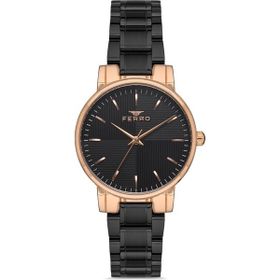 Ferro F21158A-R Siyah - Rose Kadın Kol Saati