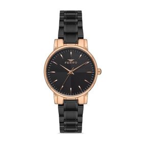 Ferro F21158A-R Siyah - Rose Kadın Kol Saati