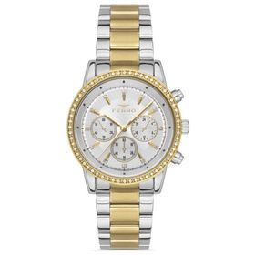 Ferro FL41258A-D Quartz Çelik Altın Gri 36 mm Kadın Kol Saati