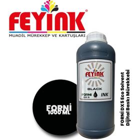Feyink Epson DX5 Kafa Uyumlu Siyah 1000 ml Forni Ecosolvent Dijital Baskı Mürekkebi