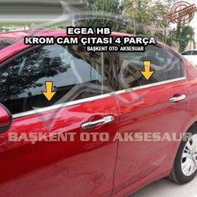 Fiat Egea HB Paslanmaz Çelik 4 Parça Krom Cam Çıtası