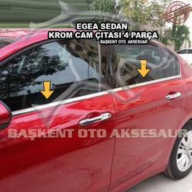 Fiat Egea Sedan Paslanmaz Çelik 4 Parça Krom Cam Çıtası