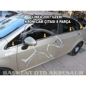 Fiat Linea 2007 Üzeri Paslanmaz Çelik 8 Parça Krom Cam Çıtası