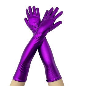 Fiauli Balo Cosplay Mor Deri Dirsek Uzunluğu Kadın Eldiveni