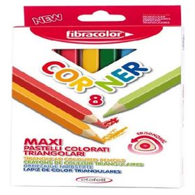 Fibracolor Corner Maxi 8'li Kalın Üçgen Renkli Kuruboya
