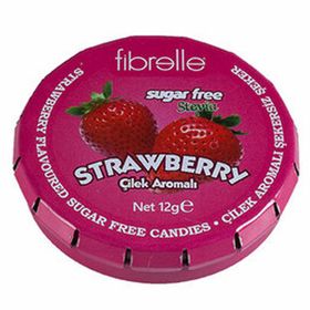 Fibrelle 12 gr Stevialı Şekersiz Çilekli Şeker (3 adet)
