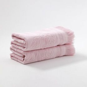 Fiesta Kadife Etamin Saçaklı 2'li 50x90 CM Pembe El Havlusu