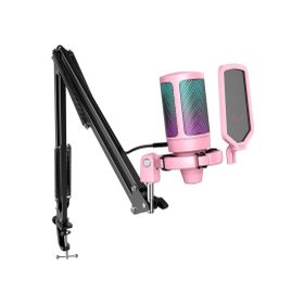 Fifine Ampligame A6T RGB USB Pembe Yayıncı Mikrofon Seti